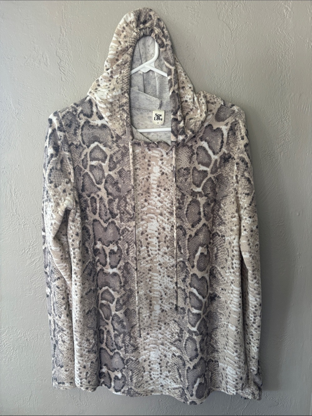 Sew In Love Neutral Snake Print Hooded Sweater